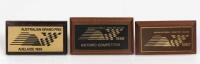 ADELAIDE GRAND PRIX: Three competitor plaques from the Adelaide Grand prix, the largest 9.5 x17.5cm