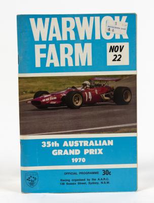 AUSTRALIAN GRAND PRIX: An original official programme for the 1970 Australian Grand Prix at Warwick farm, New South Wales