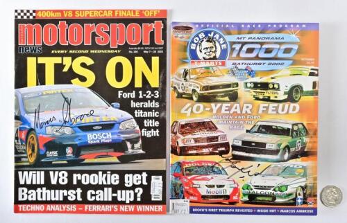 MARK SCAFE / MARCOS AMBROSE: Two signed publications, one Mt Panorama 1000 Official Race Program signed by Mark Scafe and a Motorsport magazine signed by Marcos Ambrose