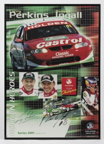 HOLDEN: A 2001 Holden produced poster featuring Larry Perkins and Russell Ingall, signed by each, framed