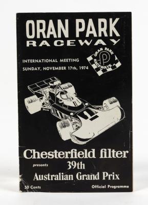 AUSTRALIAN GRAND PRIX: An original official programme for the 1974 Australian Grand Prix at Oran Park Raceway, New South Wales