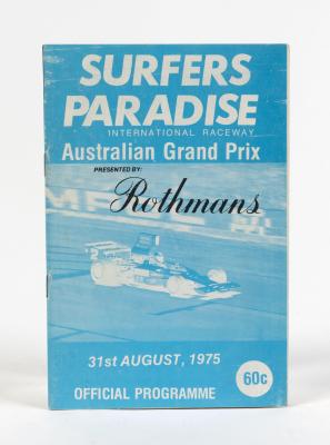 AUSTRALIAN GRAND PRIX: An original official programme for the 1975 Australian Grand Prix at Surfers Paradise, Queensland