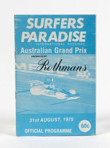 AUSTRALIAN GRAND PRIX: An original official programme for the 1975 Australian Grand Prix at Surfers Paradise, Queensland