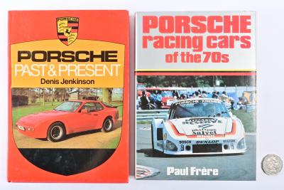 PORSCHE: Two hardcover books relating to Posche, including "Porsche Racing Cars of the 70s" by Paul Frere