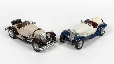 MERCEDES-BENZ/ALFA ROMEO: Two 1:18 scale Burago 1920s/1930s car models