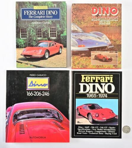 FERRARI DINO books, four Ferrari Dino related books, one book "Dino The Little Ferrari" signed by Doug Nye