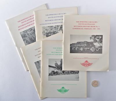 MOTORING HISTORY: Five booklets "The Sporting Car Club's South Australian Motoring History Book No.'s 1-5"