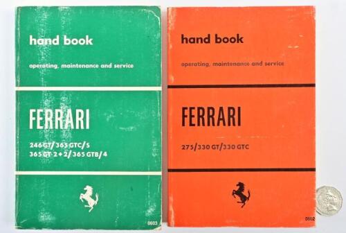 FERRARI: Two operating, maintenance and service handbooks for a Ferrari 275/330 GT/330 GTC and a 246GT/365 GTC/S, 365GT 2+2/365 GTB/3