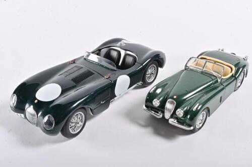 JAGUAR: Two Jaguar car models, one being 1:18 scale 1951 Jaguar 120 C by Auto Art and one being 1:24 scale 1948 Jaguar XK 120