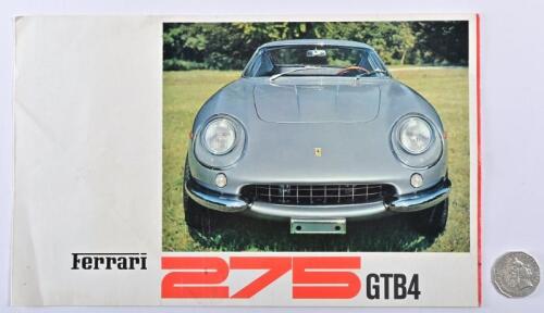 FERRARI: An original 1966 Ferrari 275 GTB4 sales brochure, printed in Italy with Paris dealer stamp