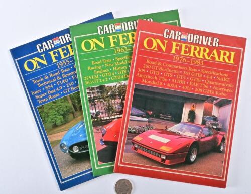 FERRARI: "Car and Driver, On Ferrari" three softcover books, 1955-1962, 1963-1975 and 1976-1982