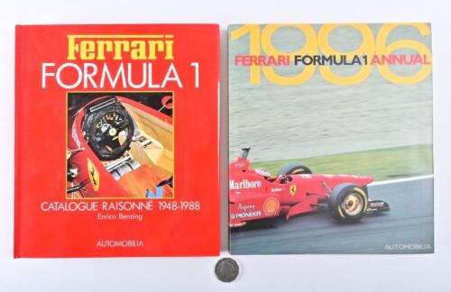 FERRARI: Two hardcover book relating to Ferrari in Formula 1, including "Ferrari Formula 1, Catalogue Raisonne 1948-1988" by Enrico Benzing