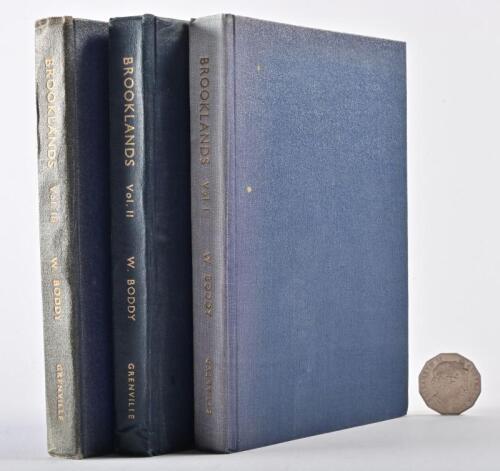 BROOKLANDS: Three hardcover volumes of The Story of Brooklands" by W Boddy, volumes I, II and III
