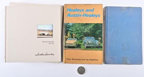 AUSTIN HEALEY: Three hardcover books relating to Austin Healey including "1955 Austin Healey 100S" by Tony Parkinson signed by the author
