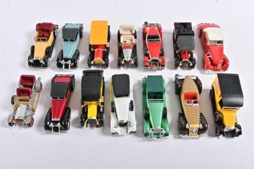 MATCHBOX: Fourteen 1:43 scale circa 1920s/1930s vehicle models by "Matchbox"