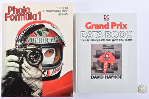GRAND PRIX: Two hardcover books on the history of Formula 1 Grand Prix, including "Grand Prix Data Book, Formula One Facts and Figures 1950 to date" by David Hayhoe