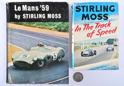 STIRLING MOSS: Two 1950s hardcover books featuring Stirling Moss, including "Le Mans" by Stirling Moss