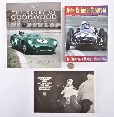 GOODWOOD: Three books relating to Goodwood race track , including "The Glory of Goodwood, The Spiritual Home of British Motor Racing"