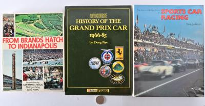 RACING HISTORY: Three hardcover books relating to the history of racing, including "History of the Grand Prix Car" by Doug Nye