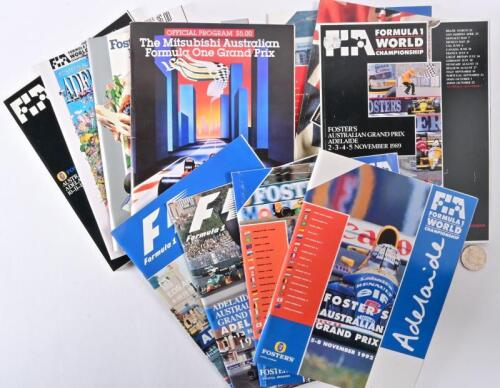 ADELAIDE GRAND PRIX: Eleven Souvenir programs from the Australian Grand Prix in Adelaide, years 1985-1995 inclusive