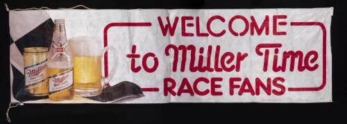 MILLER: An original large waxed paper banner promoting Miller Genuine Draft, 100cm high, 360cm wide approx