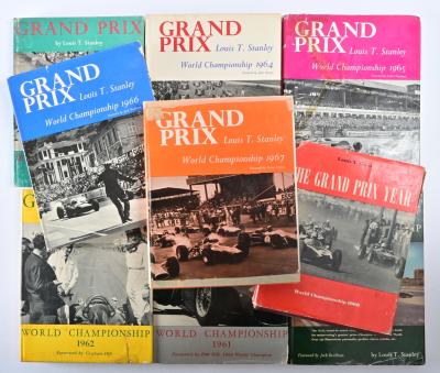 GRAND PRIX/LOUIS STANLEY: A set of eight hardcover "Grand Prix World Championship" year reviews from 1960 to 1697 inclusive by Louis T Stanley