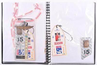 INDIANAPOLIS: A collection of 1990s tickets, passes and medallions from the Indianapolis 500, in folio