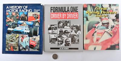 GRAND PRIX: Three books on Grand Prix racing drivers and Grand Prix history, including "Great Racing Drivers" by Doug Nye