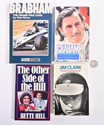 GRAND PRIX DRIVERS: Four books on various Grand Prix racing drivers from the 1960/70s, including "Jim Clark, Portrait of a Great Driver" by Paul Hamlyn