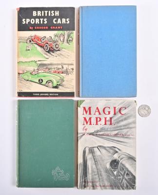 BRITISH MOTORSPORT: Four vintage hardcover books relating to British sports cars and racing, including "British Grand Prix" by Richard Hough