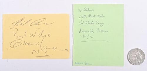 MALCOLM RAMSEY/WARWICK BROWN/GRAEME LAWRENCE: Two cards signed by Ramsey, Brown and Lawrence