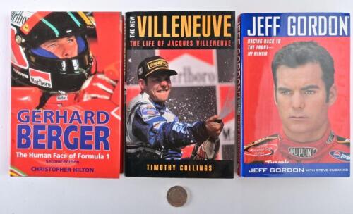 RACING BIOGRAPHIES: Three hardcover racer biographies, including "Villeneuve" by Timothy Collings