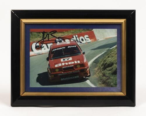 BOWE: An original signed photo of John Bowe in his Ford Sierra at Bathurst through the dipper, framed, 17cm high, 22cm wide overall