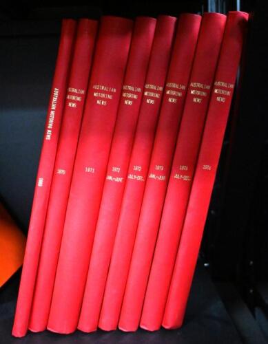AUSTRALIAN MOTORING NEWS: 8 linen bound volumes of Australian Motoring News, years 1969-1974