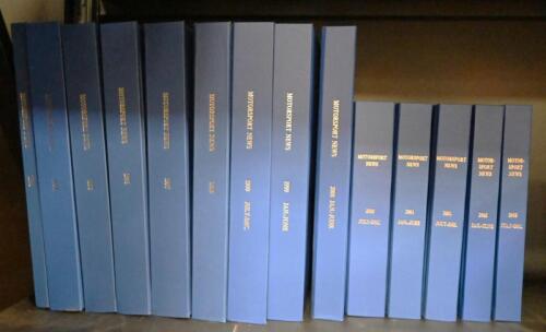 MOTORSPORT NEWS: 14 linen bound volumes of Motorsport News, years 1993-2002