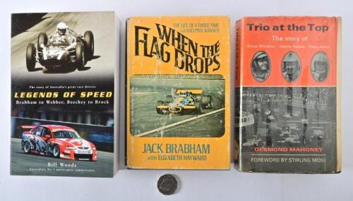JACK BRABHAM: Three hardcover books relating to Jack Brabham, including "Legends of Speed" by Bill Woods