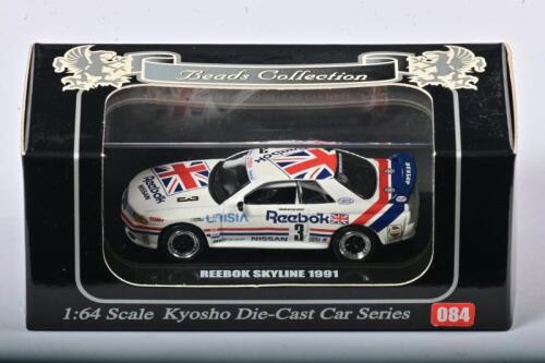 NISSAN: A 1:64 scale NOS Kyosho Nissan Reebok Skyline 1991 #3 die-cast model