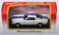SHELBY: A 1:43 scale NOS Kyosho Shelby GT-350 fastback white/blue stripes die-cast model