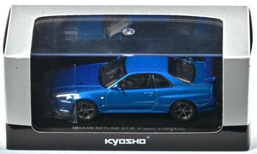 NISSAN: A 1:43 scale NOS Kyosho Nissan Skyline GT-R V-spec II BNR34 bayside blue die-cast model