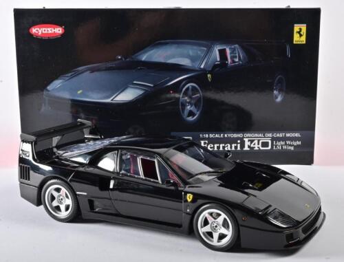 FERRARI: A 1:18 scale NOS Kyosho Ferrari F40 light weight LM wing black die-cast model