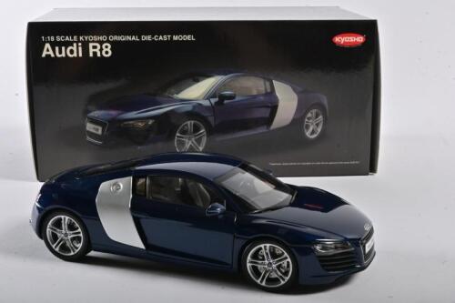 AUDI: A 1:18 scale NOS Kyosho Audi R8 blue die-cast model