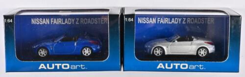 NISSAN: A 1:64 scale NOS Autoart Nissan Fairlady Z Roadster including 2 models blue and diamond silver die-cast model