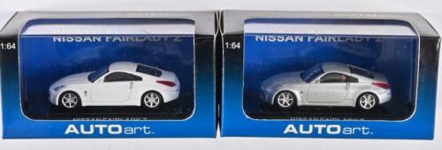 NISSAN: A 1:64 scale NOS Autoart Nissan Fairlady Z Coupe including 2 models white and diamond silver die-cast model