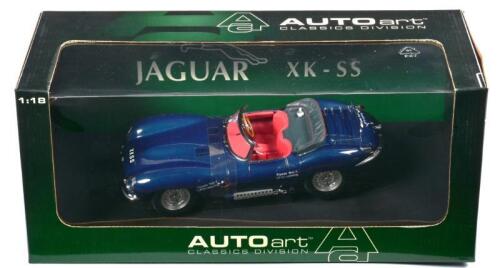 JAGUAR: A NOS 1:18 scale Autoart Jaguar 1956 XK-SS: blue, die-cast model