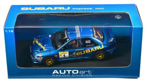 SUBARU: A NOS 1:18 scale Autoart Subaru Impreza WRC 1999 Saxon Safari, Peter "Possum" Bourne/Craig Vincent #1 Rally Australia - with numbered certificate, die-cast model
