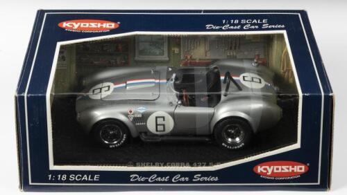 SHELBY: A 1:18 scale NOS Kyosho Shelby Cobra 427 S/C racing silver #6 die-cast model