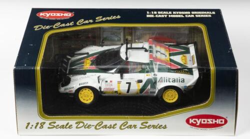 LANCIA: A 1:18 scale NOS Kyosho Lancia Stratos HF Alitalia 1977 Safari #7 die-cast model