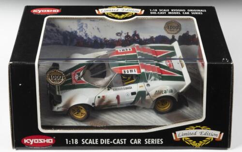 LANCIA: A 1:18 scale NOS Kyosho Lancia Stratos HF Alitalia #1 with resin diorama & acrylic cover "limited edition" "1000 pcs" die-cast model