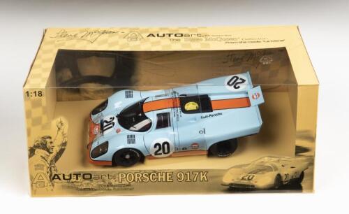 PORSCHE: A 1:18 scale NOS Autoart Porsche 917K #20 Steve Mcqueen From The Movie "Le Mans" die-cast model