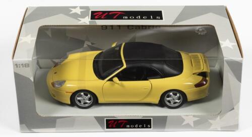 PORSCHE: A NOS 1:18 scale UT Models Porsche 911 (996) Cabrio Soft Top - yellow, die-cast model